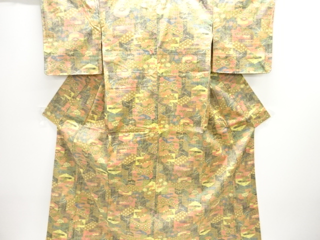 JAPANESE KIMONO / MAWATA OJIYA TSUMUGI / WOVEN FLOWER CLASSICAL PATTERN